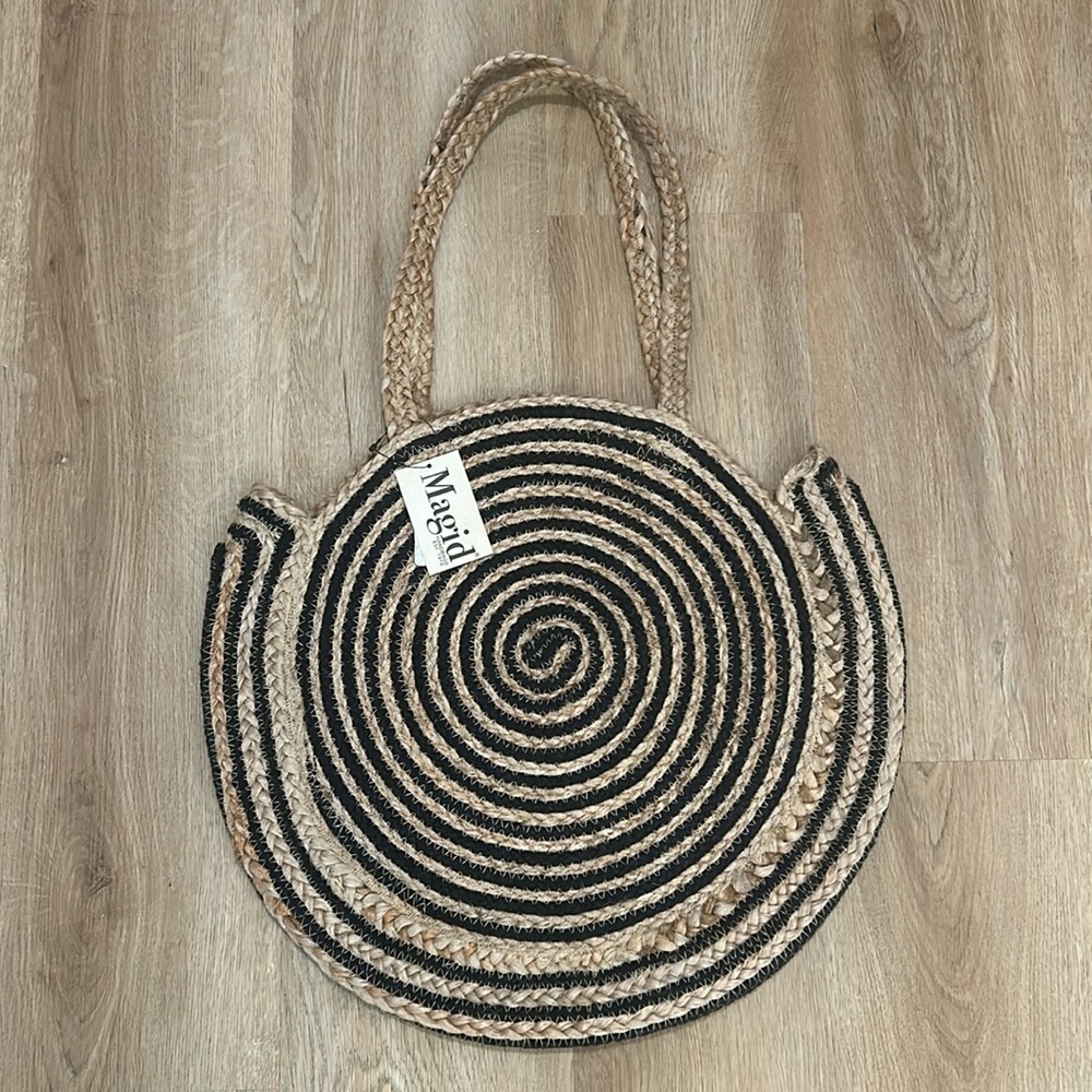 Magid woman’s bohemian circle woven jute, oversized beach tote bag